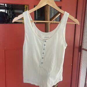 The Great Tank Button Henley Womens Small White Cream